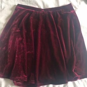 Burgundy velvet skater skirt